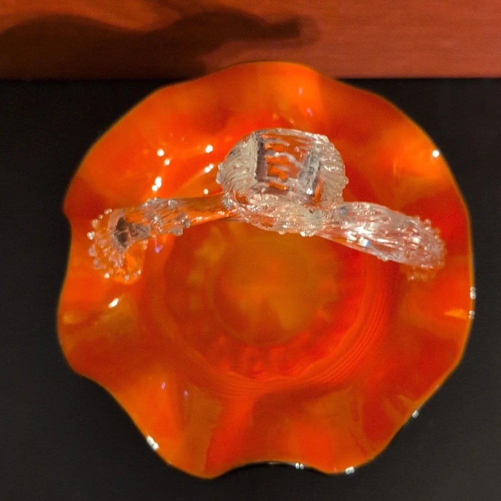 Vintage Hand Blown Glass Basket - Picture 5 of 6